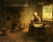 约瑟夫 伊斯拉尔斯 : Peasant Woman By A Hearth